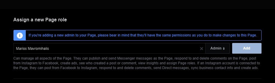 2. ADD Profile "Marios Mavromihalis" as ADMIN
